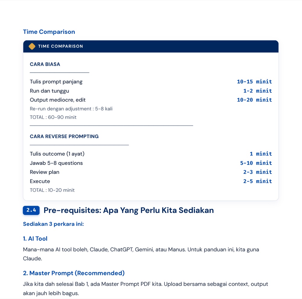 Reverse Prompting โ perbandingan masa
